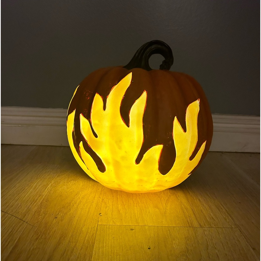 Grandin road flamed lighted pumpkin.